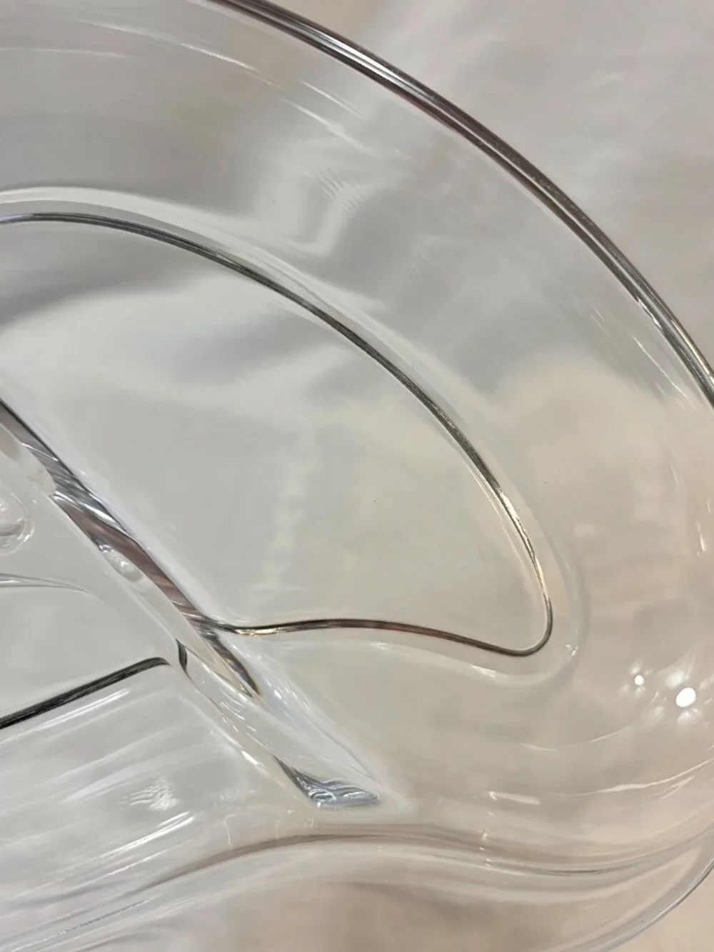 Vintage MCM Kidney Shaped Divided 3-Part Clear Serving Bowl